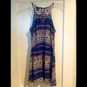 Blue & red printed dress